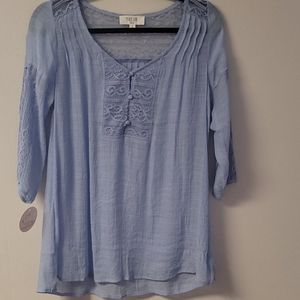 Blue lace blouse
